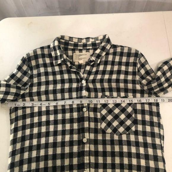 Current/Elliott Women’s Black and White Buffalo Check Button Down Shirt Size S - Picture 5 of 7